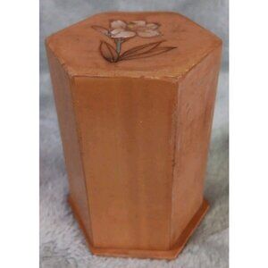 Vintage‎ Hexagonal Bamboo Match Cosmetics Container Box Safe Hand Painted HNA